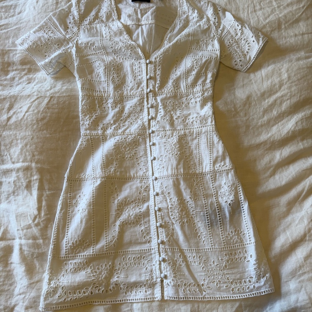 The Kooples White Eyelet Button-Front Mini Dress Size 1